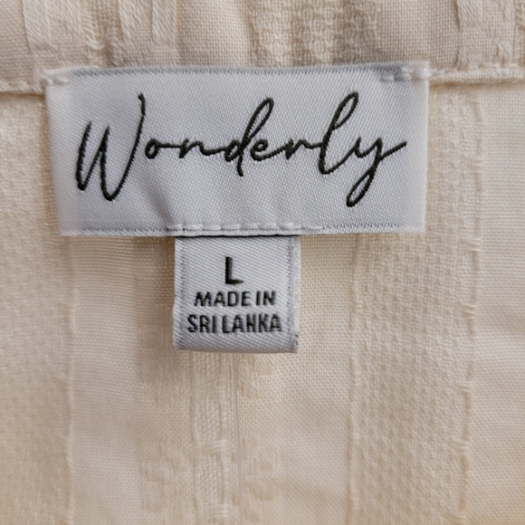 Wonderly  Hemp Beige Cotton Lace Peplum Blouse NWT - Picture 4 of 9